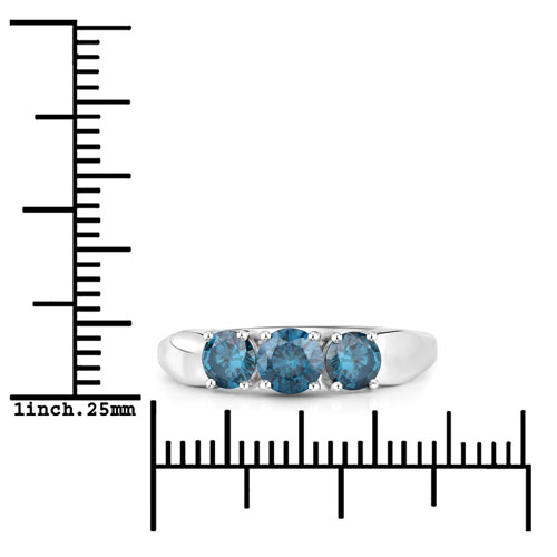 1.17 Carat Genuine Blue Diamond 14K White Gold Ring