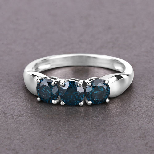 1.15 Carat Genuine Blue Diamond 14K White Gold Ring