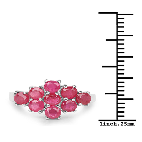 1.98 Carat Genuine Glass Filled Ruby .925 Sterling Silver Ring