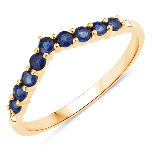 Sapphire-0.41 Carat Genuine Blue Sapphire 10K Yellow Gold Ring
