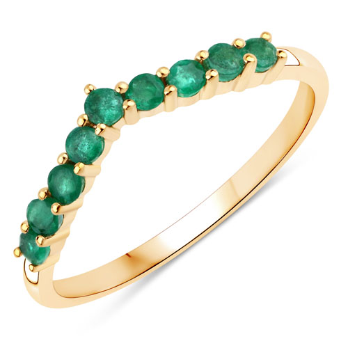 Emerald-0.31 Carat Genuine Zambian Emerald 10K Yellow Gold Ring