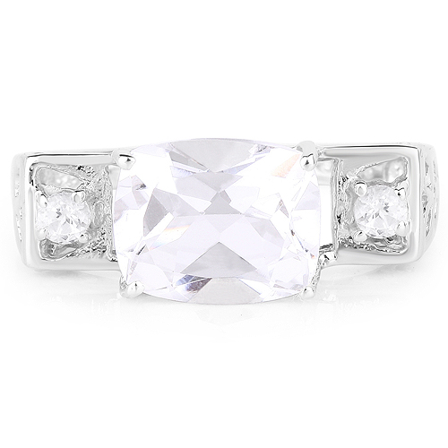 3.02 Carat Genuine Crystal Quartz and White Topaz .925 Sterling Silver Ring