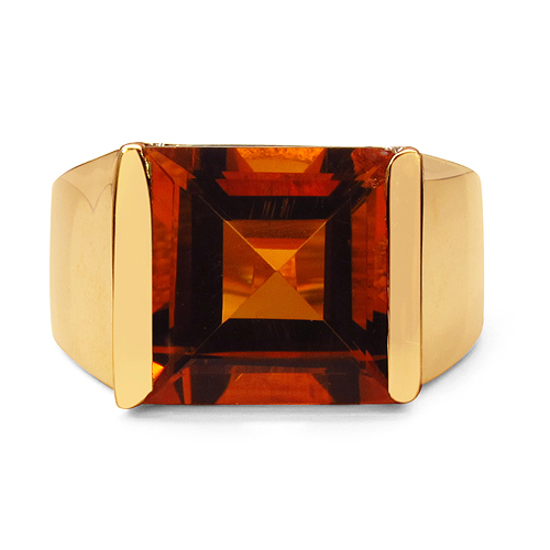 14K Yellow Gold Plated 6.00 Carat Genuine Citrine .925 Sterling Silver Ring