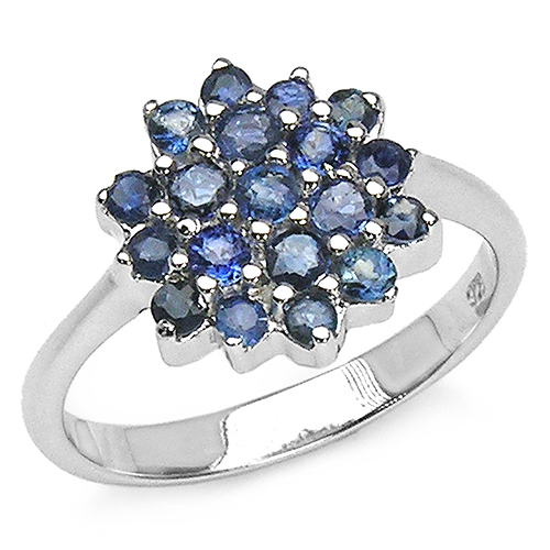 0.96 Carat Genuine Blue Sapphire .925 Sterling Silver Ring