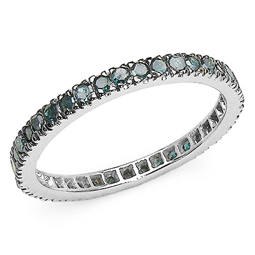 Diamond-0.57 Carat Genuine Blue Diamond .925 Sterling Silver Ring