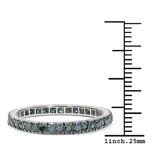0.57 Carat Genuine Blue Diamond .925 Sterling Silver Ring