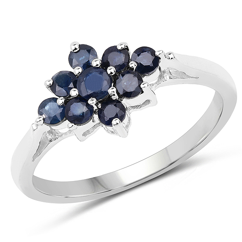 Sapphire-0.66 Carat Genuine Blue Sapphire .925 Sterling Silver Ring