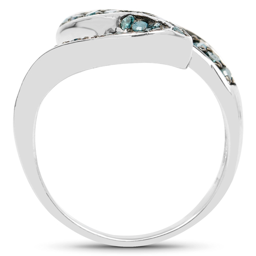 0.76 Carat Genuine Blue Diamond .925 Sterling Silver Ring