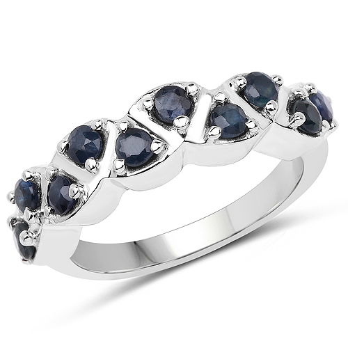Sapphire-0.60 Carat Genuine Blue Sapphire .925 Sterling Silver Ring