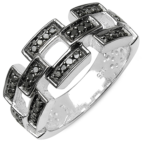 Diamond-0.21 Carat Genuine Black Diamond .925 Sterling Silver Ring