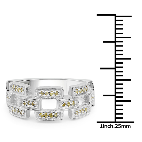 0.20 Carat Genuine Yellow Diamond .925 Sterling Silver Ring