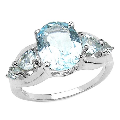 Rings-4.31 Carat Genuine Blue Topaz .925 Sterling Silver Ring