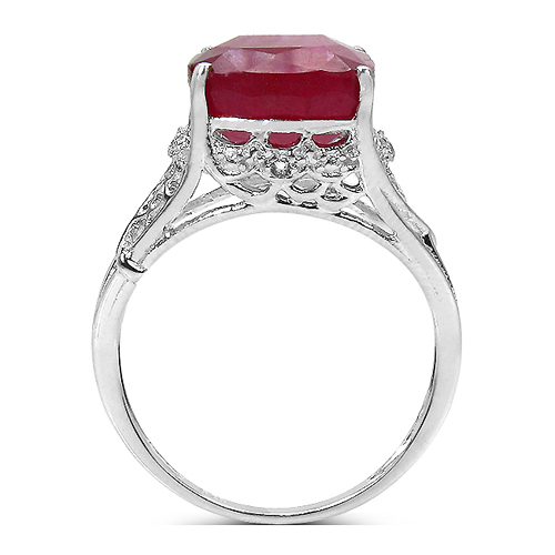 4.20 ct. t.w. Glass Filled Ruby and White Topaz Ring in Sterling Silver