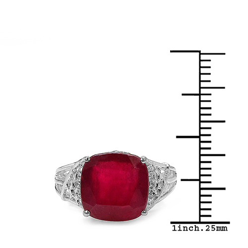 4.20 ct. t.w. Glass Filled Ruby and White Topaz Ring in Sterling Silver