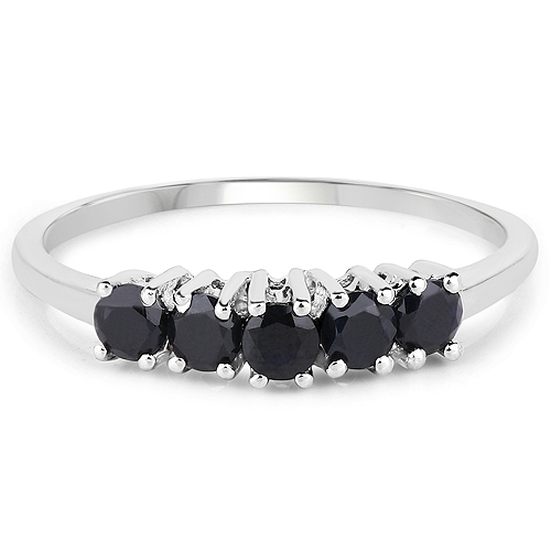 0.70 Carat Genuine Black Sapphire .925 Sterling Silver Ring
