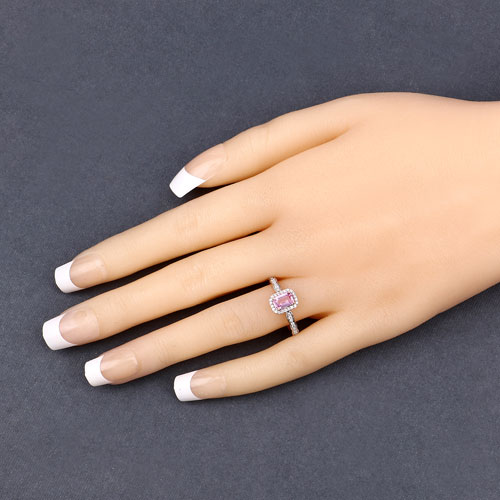 0.80 Carat Genuine Pink Sapphire and White Diamond 14K Rose Gold Ring