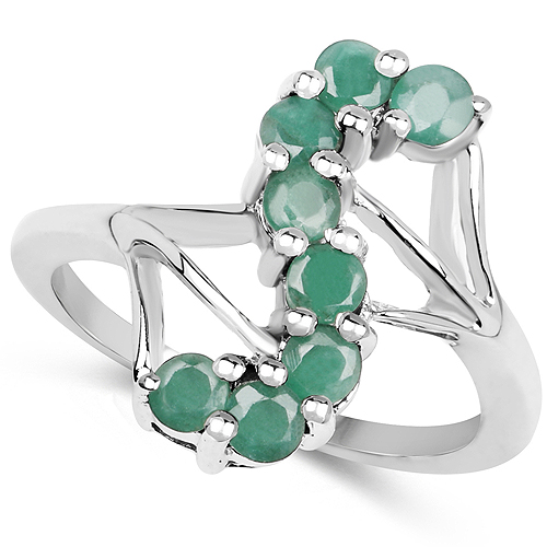 0.80 Carat Genuine Emerald .925 Sterling Silver Ring