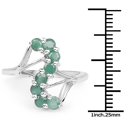 0.80 Carat Genuine Emerald .925 Sterling Silver Ring