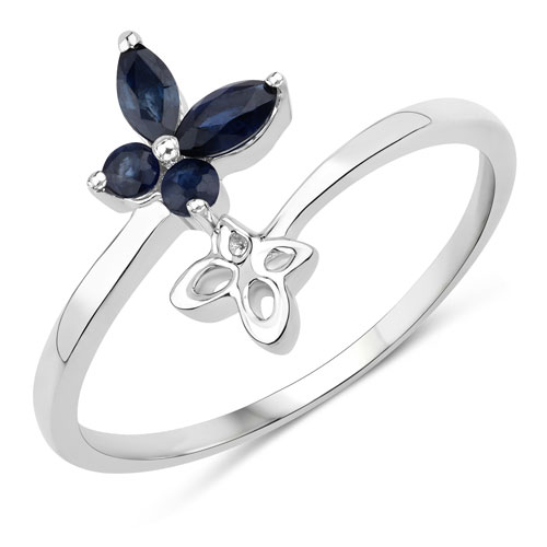 Sapphire-0.26 Carat Genuine Blue Sapphire .925 Sterling Silver Ring