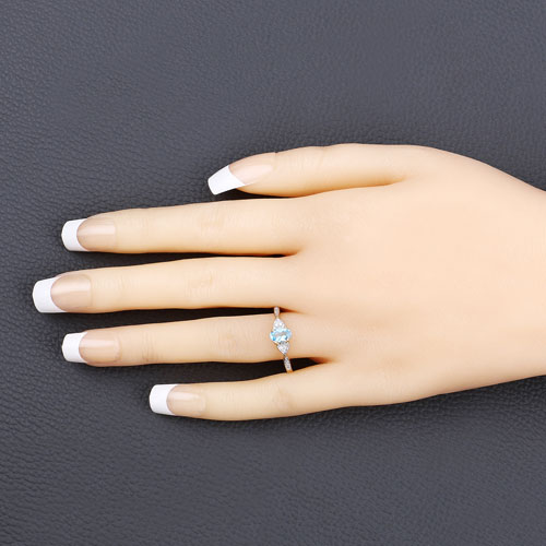 0.56 Carat Genuine Swiss Blue Topaz and White Diamond 10K Yellow Gold Ring