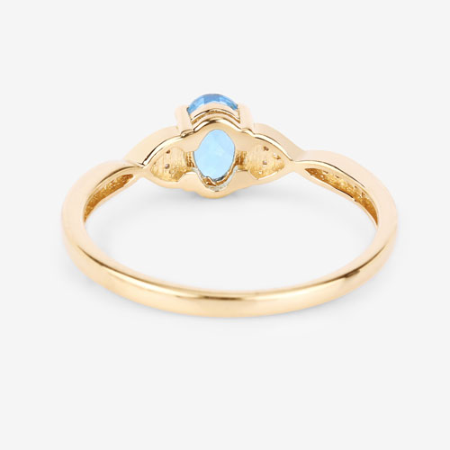 0.56 Carat Genuine Swiss Blue Topaz and White Diamond 10K Yellow Gold Ring