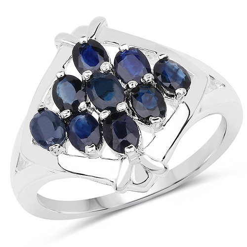 Sapphire-1.80 Carat Genuine Blue Sapphire .925 Sterling Silver Ring
