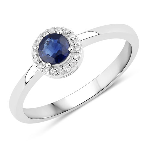 1.64 Carat Genuine Blue Sapphire and White Diamond 14K White Gold Ring |  QR19268BSAPHWD-14KW | QuintessenceJewelry