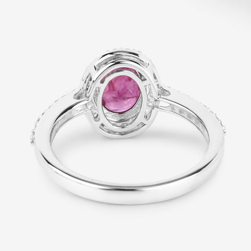 1.73 Carat Genuine Ruby and White Diamond 14K White Gold Ring