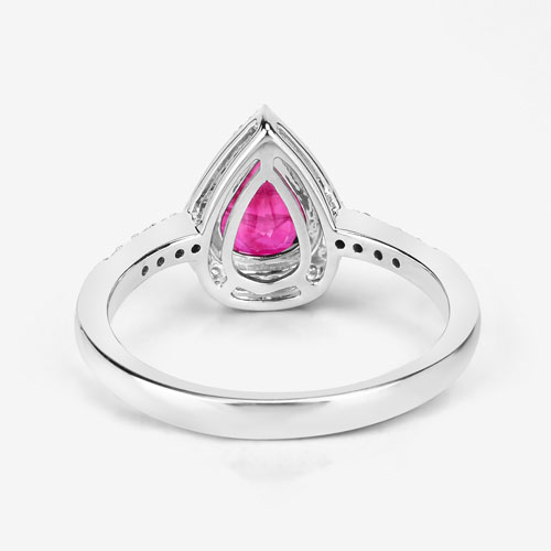 1.16 Carat Genuine Ruby and White Diamond 14K White Gold Ring