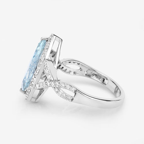 2.24 Carat Genuine Aquamarine and White Diamond 14K White Gold Ring