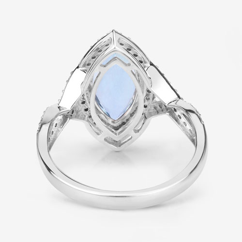 2.24 Carat Genuine Aquamarine and White Diamond 14K White Gold Ring
