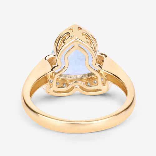2.39 Carat Genuine Aquamarine and White Diamond 14K Yellow Gold Ring