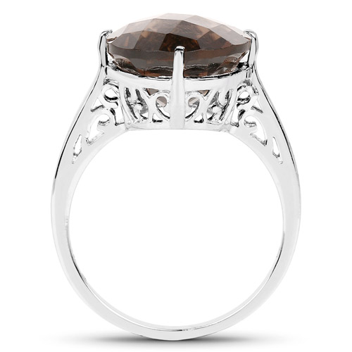 5.76 Carat Genuine Smoky Quartz .925 Sterling Silver Ring