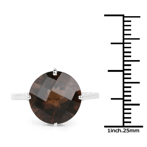 5.76 Carat Genuine Smoky Quartz .925 Sterling Silver Ring