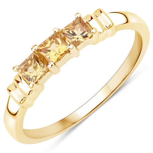 Sapphire-0.54 Carat Genuine Yellow Sapphire .925 Sterling Silver Ring
