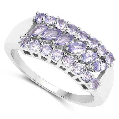 1.04 Carat Genuine Tanzanite .925 Sterling Silver Ring