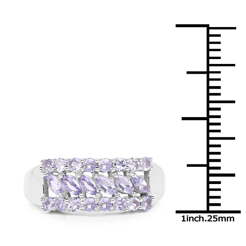 1.04 Carat Genuine Tanzanite .925 Sterling Silver Ring