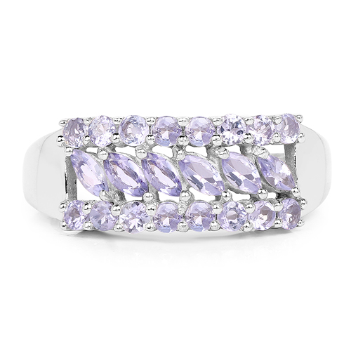 1.04 Carat Genuine Tanzanite .925 Sterling Silver Ring