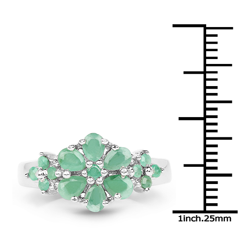 1.11 Carat Genuine Emerald & White Topaz .925 Sterling Silver Ring