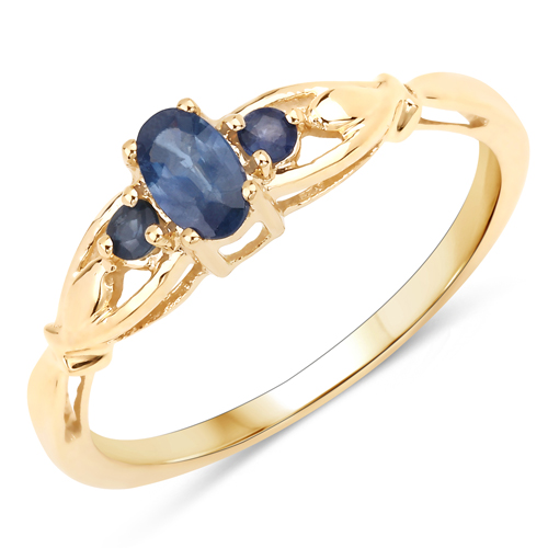 Sapphire-0.45 Carat Genuine Blue Sapphire 10K Yellow Gold Ring