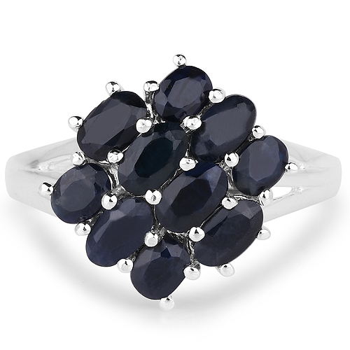 2.98 Carat Genuine Black Sapphire .925 Sterling Silver Ring