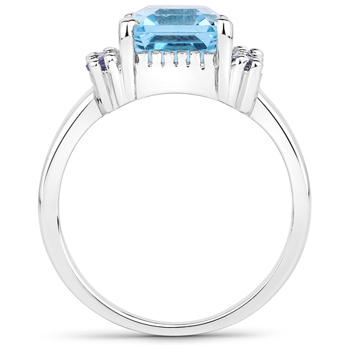 4.31 Carat Genuine Blue Topaz and Tanzanite .925 Sterling Silver Ring