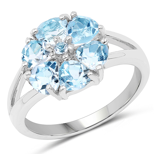 Rings-2.96 Carat Genuine Blue Topaz .925 Sterling Silver Ring