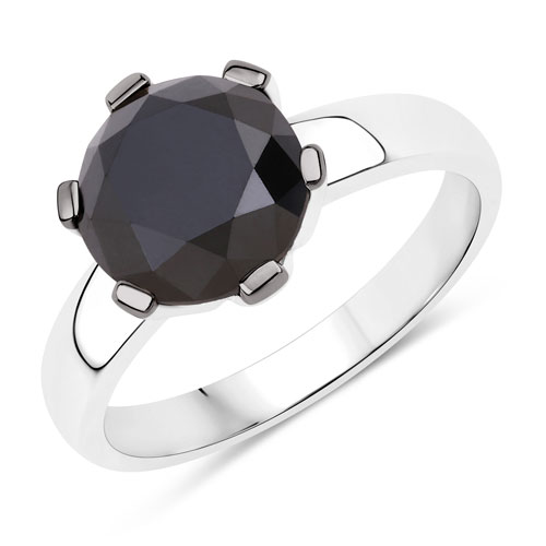 Diamond-4.05 Carat Genuine Black Diamond 14K White Gold Ring