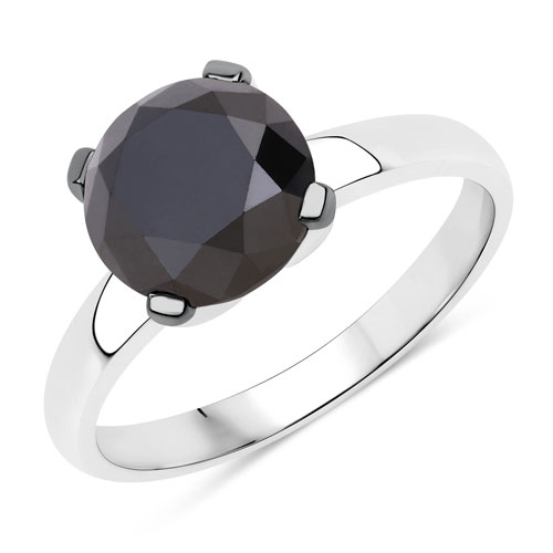 Diamond-3.00 Carat Genuine Black Diamond 14K White Gold Ring