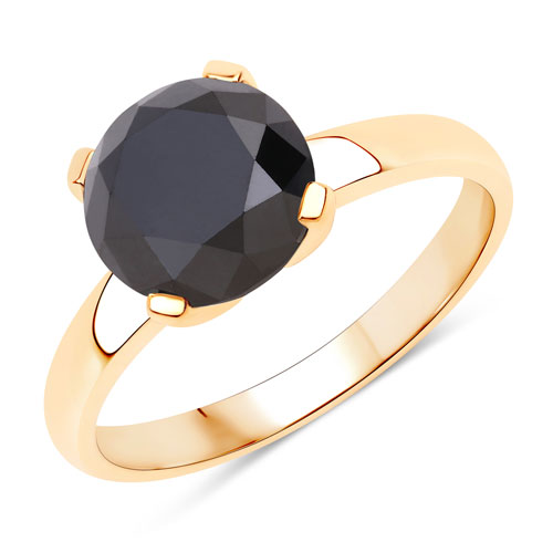 Diamond-3.00 Carat Genuine Black Diamond 14K Yellow Gold Ring