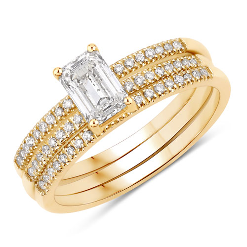 Diamond-0.68 Carat Genuine White Diamond 14K Yellow Gold Ring