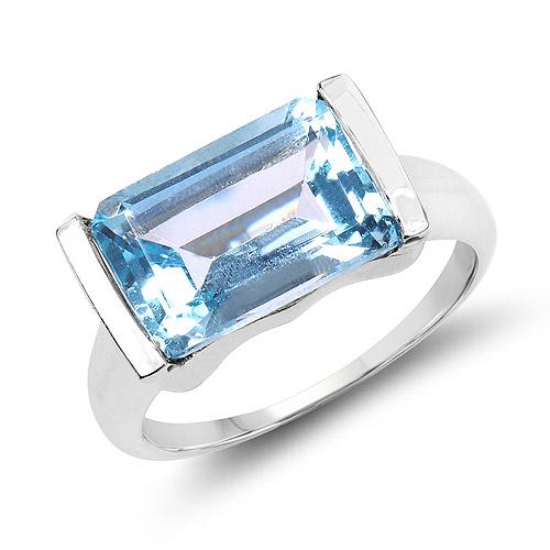 Rings-4.00 Carat Genuine Blue Topaz .925 Sterling Silver Ring