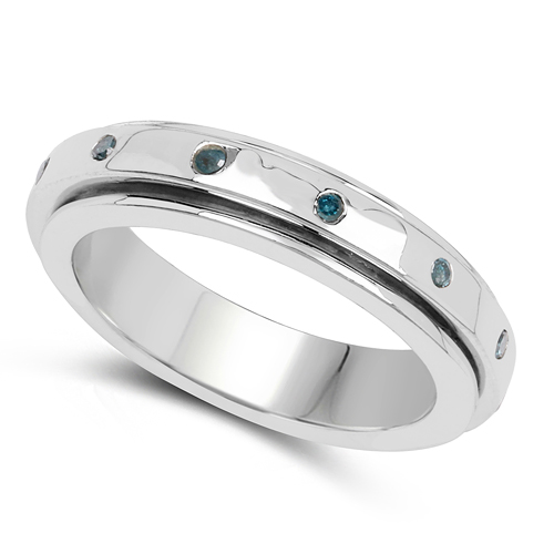 0.14 Carat Genuine Blue Diamond .925 Sterling Silver Ring