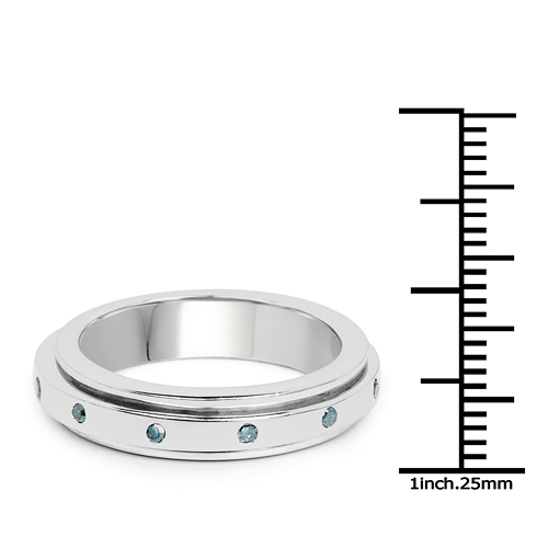 0.14 Carat Genuine Blue Diamond .925 Sterling Silver Ring